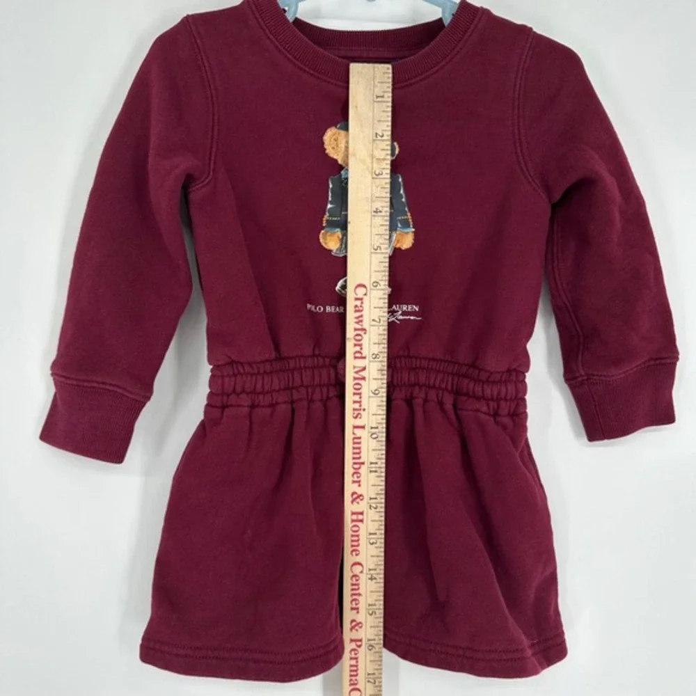 Polo‎ Ralph Lauren Kids Burgundy Polo Bear Fleece Sweatshirt Dress Maroon